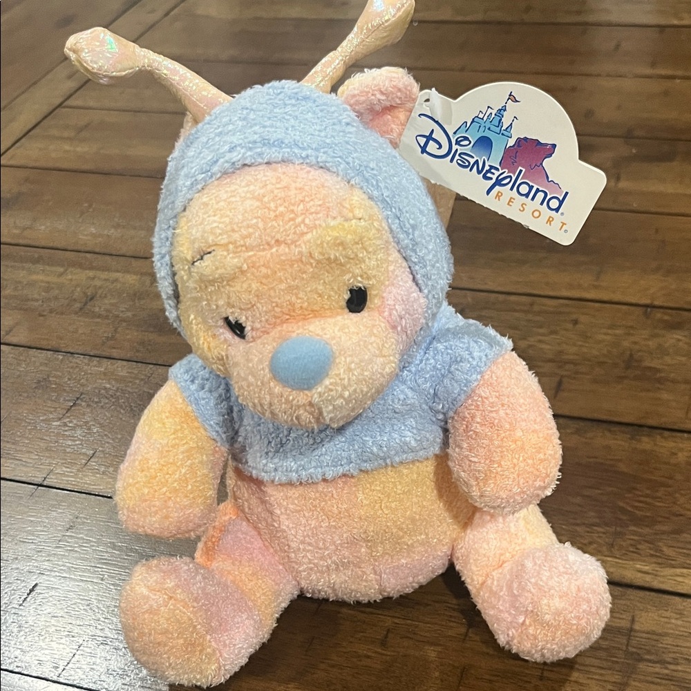 Disney Pastel Multicolor Winnie the Pooh Sherbet Plush with Light Blue Hood